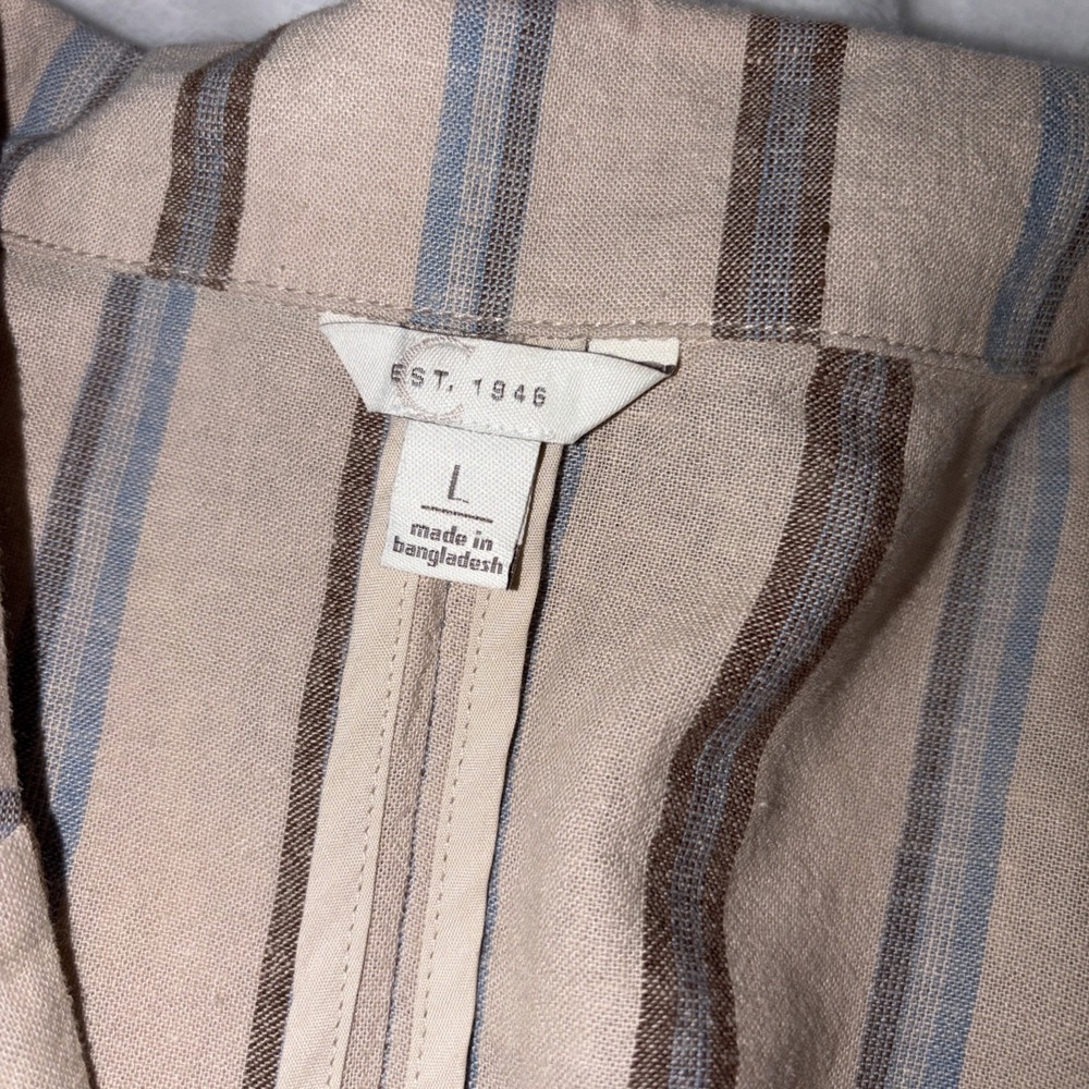 Est 1946 Cato Womens L Linen Blend Striped Loose Lightweight Blazer Coastal EUC - Picture 6 of 9